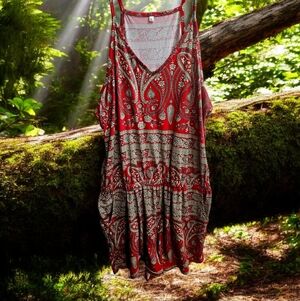 Jumper | Shorts | Comfy | Red Paisley | Sleeveless